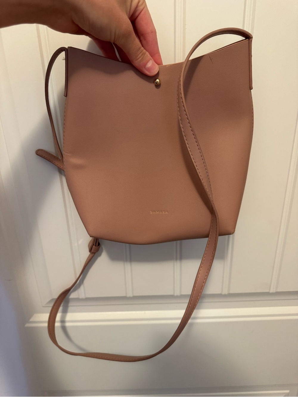 Compact Mauve Pink Crossbody Bucket Bag